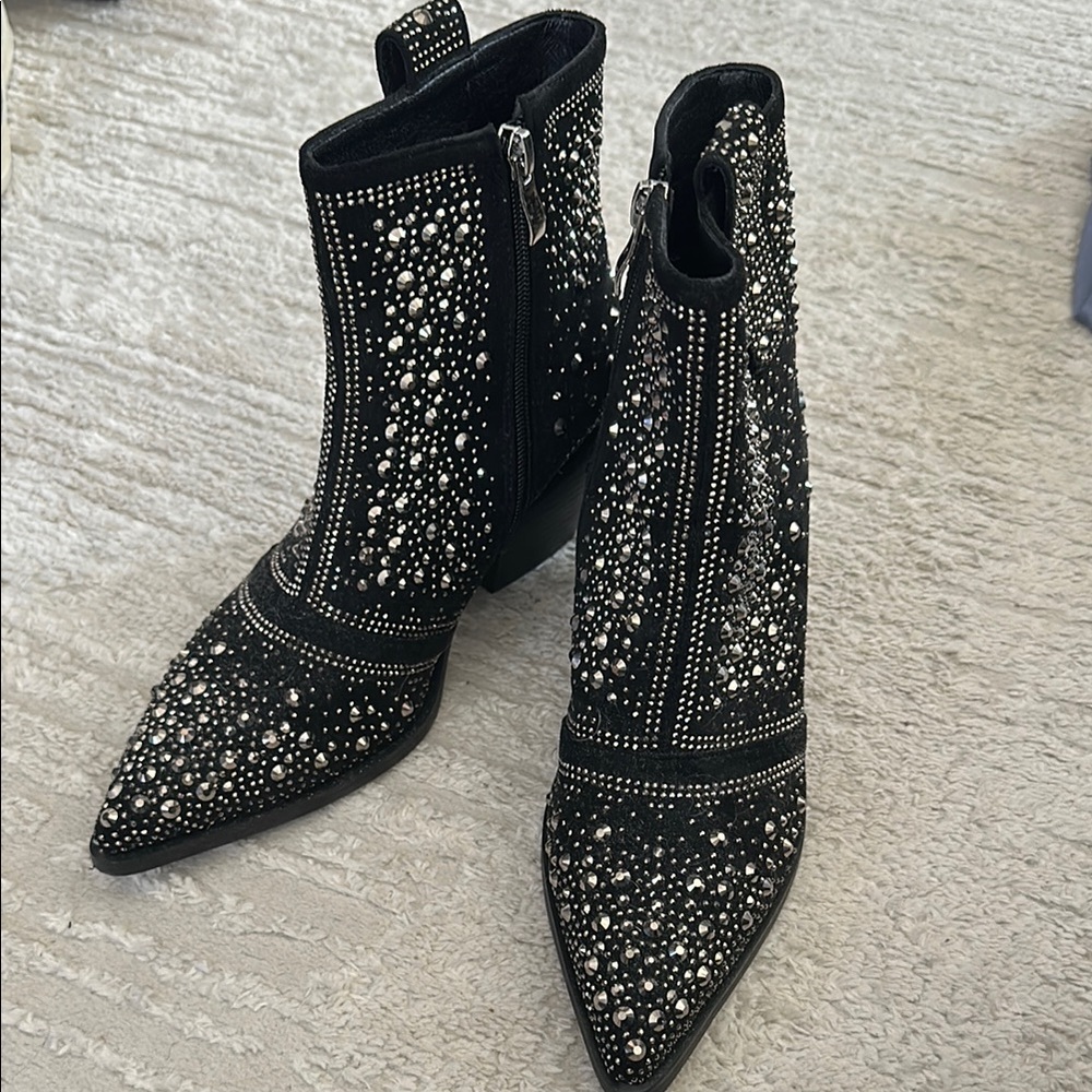 Elegant Black Embellished Ankle Booties